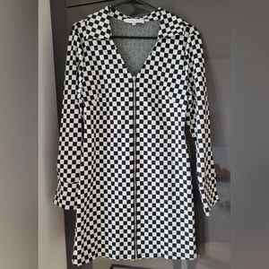 Checkered Zip-up Mini Dress